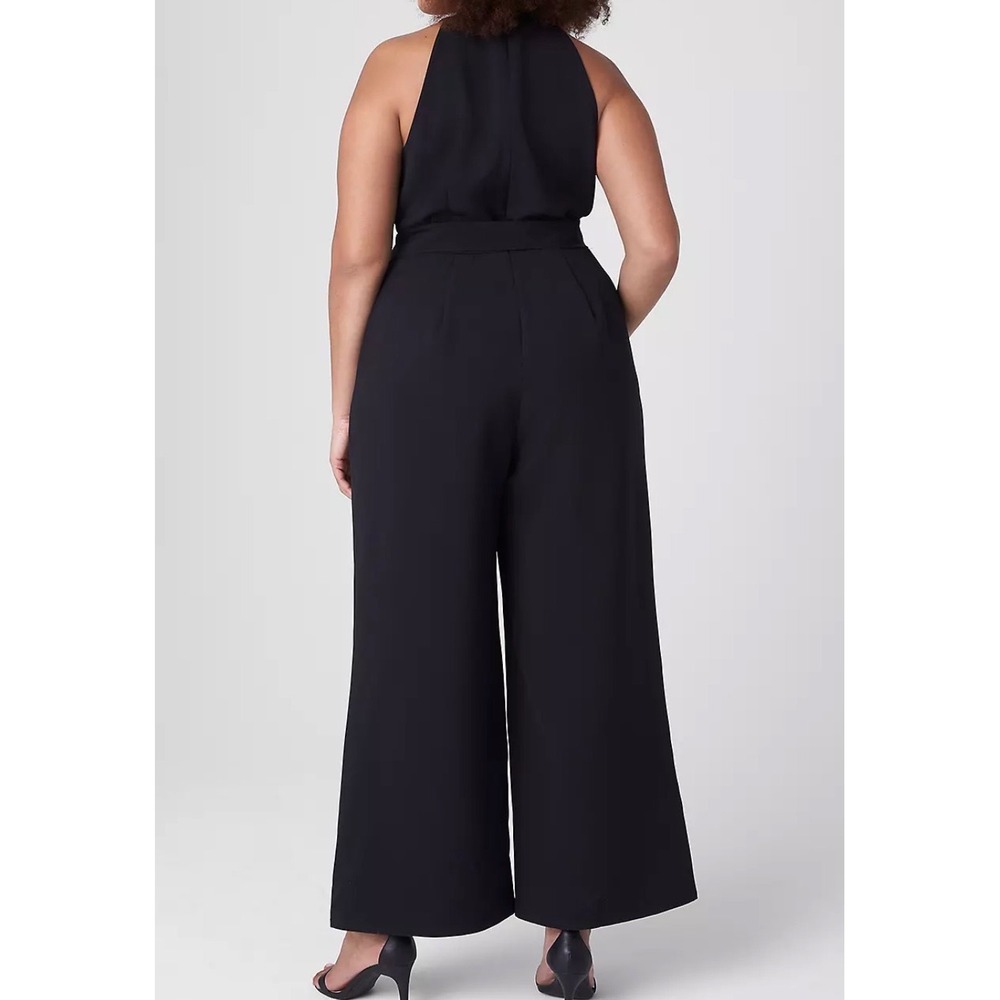 NWT Lane Bryant Black Halter Wide Leg Jumpsuit Belted Palazzo Pants jumpsuit 26 - Picture 2 of 5